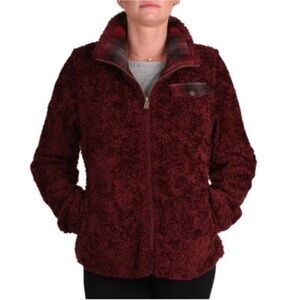 Women's Burgundy Sherpa Jacket